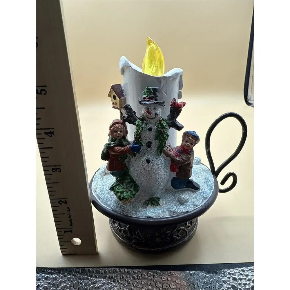 Christmas Decor Flickering Candle Stick KidBuilding Snowman Musical Plays Songs
